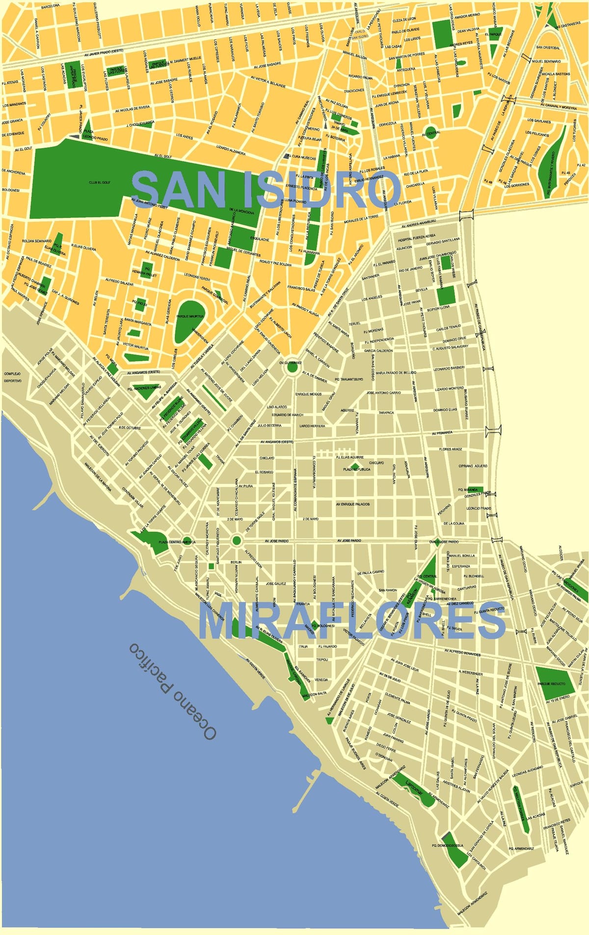 Mapa ima peru štvrtí