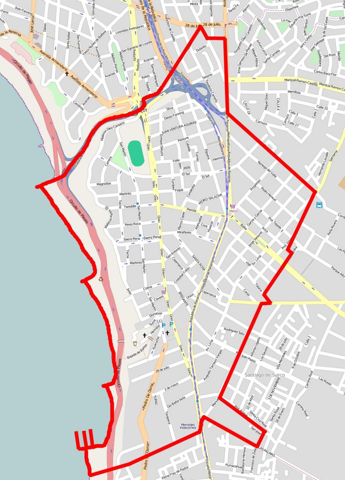 Mapa odpadu barranco Lima